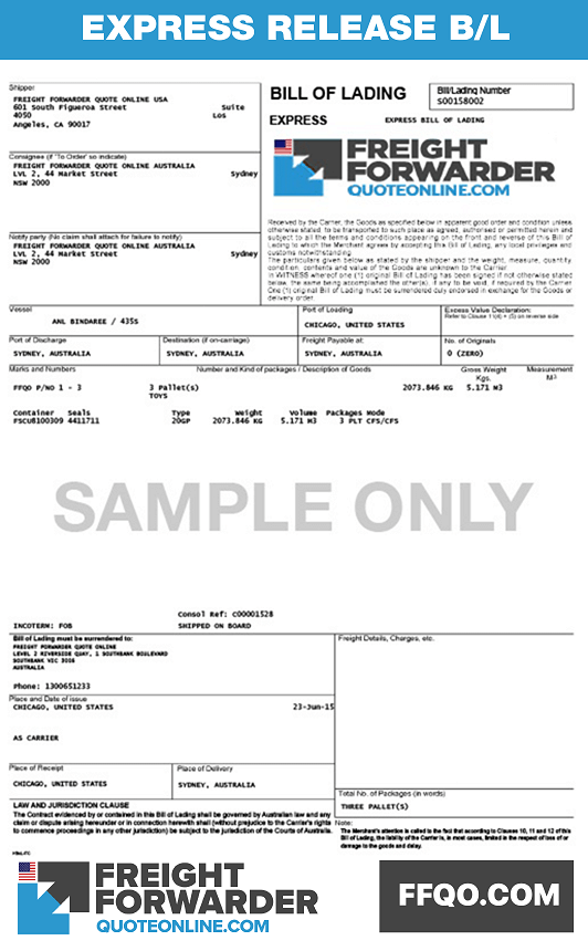 Bill Of Lading Release Sample express release bill of lading