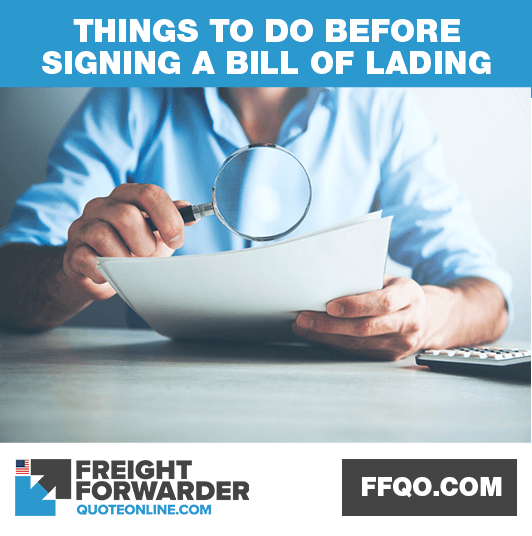 Things to do before signing a bill of lading
